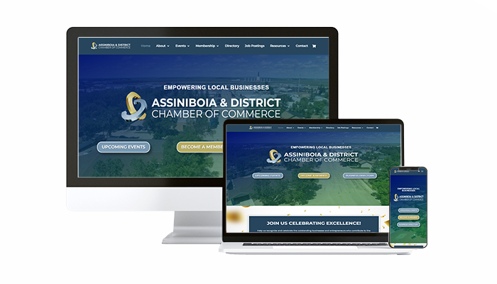 A mockup example of a web design in saskatoon for Assiniboia Chamber of Commerce