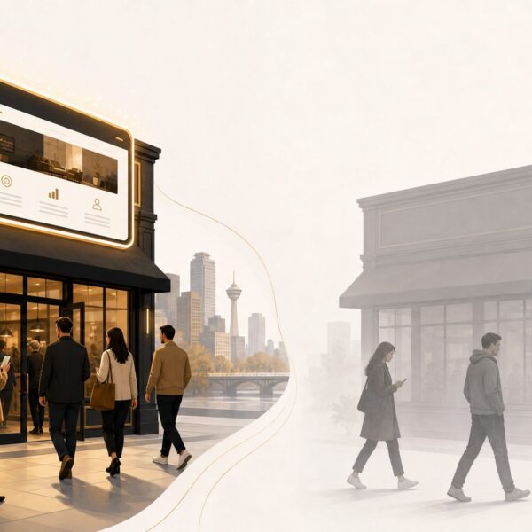 Business visible online attracting customers versus invisible business without a website
